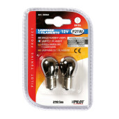 Bec clasic 12V 21W semnaliz, frana, mers inapoi, ceata sp BA15s sim 2buc - Crom/Alb