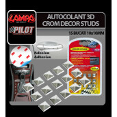 Autocolant 3D crom Decor Studs 15buc - 10x10mm