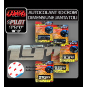 Autocolant 3D crom dimensiune janta - 15”