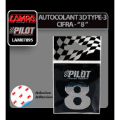 Autocolant 3D crom Type-3 (28mm) cifra - " 8 "