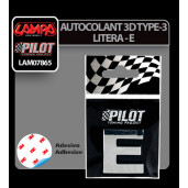 Autocolant 3D crom Type-3 (28mm) litera - E
