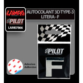 Autocolant 3D crom Type-3 (28mm) litera - F