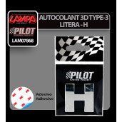 Autocolant 3D crom Type-3 (28mm) litera - H