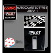 Autocolant 3D crom Type-3 (28mm) litera - I