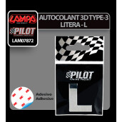 Autocolant 3D crom Type-3 (28mm) litera - L