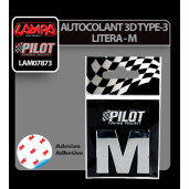 Autocolant 3D crom Type-3 (28mm) litera - M