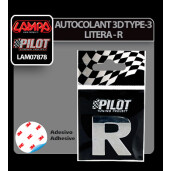 Autocolant 3D crom Type-3 (28mm) litera - R