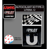 Autocolant 3D crom Type-3 (28mm) litera - U