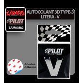 Autocolant 3D crom Type-3 (28mm) litera - V