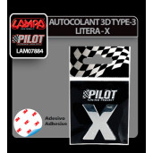 Autocolant 3D crom Type-3 (28mm) litera - X