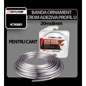 Banda ornament crom adeziva profil U 4Cars - 20m x 8mm