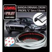 Banda ornament crom adeziva profil L - 5m x 15mm