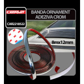 Banda ornament crom adeziva Carpoint - 8m x 12mm