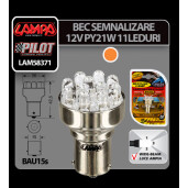 Bec Multi-Led 11Led 12V Semnalizare PY21W - BAU15s Asim.- Galben