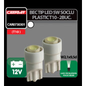 Bec tip LED 12V 1W soclu plastic T10 W2,1X9,5d 2buc Carpoint - Alb focalizat
