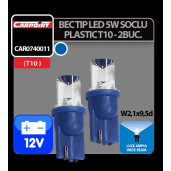 Bec tip LED 12V 5W soclu plastic T10 W2,1X9,5d 2buc Carpoint - Albastru dispersat