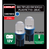 Bec tip LED 12V 5W soclu plastic T10 W2,1X9,5d 2buc Carpoint - Albastru focalizat