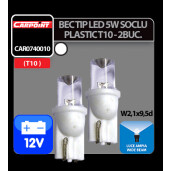 Bec tip LED 12V 5W soclu plastic T10 W2,1X9,5d 2buc Carpoint - Alb dispersat