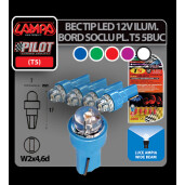 Bec tip LED 12V iluminat bord soclu pl. T5 W2x4,6d 5buc- Alb