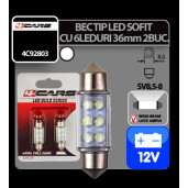 Bec tip LED 12V sofit cu 6 leduri 10x36mm SV8,5-8 2buc - Alb 