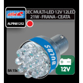 Bec Multi-Led 12Led 12V Frana, ceata spate 21W BA15s 1buc - Rosu