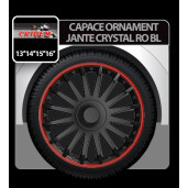 Capace roti auto Crystal RO BL 4buc - Negru/Rosu - 15''