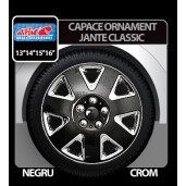 Capace roti auto Classic 4buc - Negru/Crom - 14''