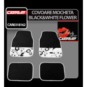 Covorase mocheta Black & White Flower 4buc