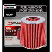 Filtru aer conic sport 4Cars - Crom/Rosu