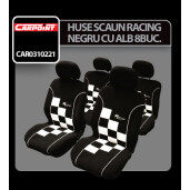 Huse scaun Racing negru cu alb 8buc