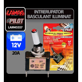 Intrerupator basculant cu LED, 2 terminale 12V - 20A - Rosu