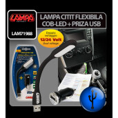 Lampa citit flexibila COB-LED si priza USB 12/24V