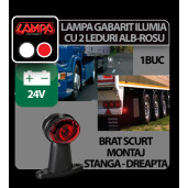 Lampa gabarit camion Ilumia cu brat scurt - cu 2 LED-uri 24V - Alb/Rosu