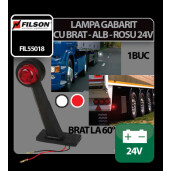 Lampa gabarit camion cu brat 60° cu bec 24V Filson - Alb/Rosu