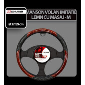 Manson volan imitatie lemn si masaj 4Cars - M - Ø 37/39cm