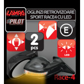 Oglinzi retrovizoare sport Race-4 cu semnalizare LED 2buc - Negru