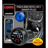 Priza bricheta 3 in 1 Smart-Plug 12/24V