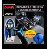 Priza dubla USB la bricheta 12/24V - 800/2100 mA