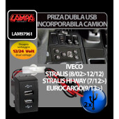 Priza dubla USB incorporabila 12/24V camion - Iveco