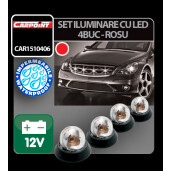 Set iluminare cu Led 4buc Carpoint - Rosu