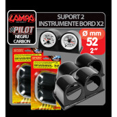 Suport 2 instrumente bord X2 (52mm) - Negru